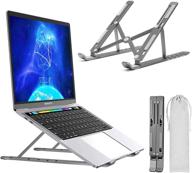 🔽 adjustable laptop stand, aluminum alloy laptop holder, portable desktop mount compatible with macbook, pc, notebook, tablet, thinkpad - space gray - 10-15.6 inch logo