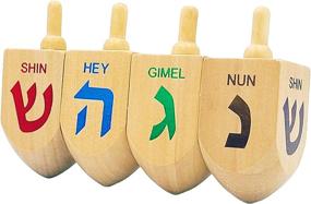 img 1 attached to 🔍 Engage in Dreidel Fun with Extra Large Wood Dreidels: A Complete Set with Instructions for the Hanukkah Game