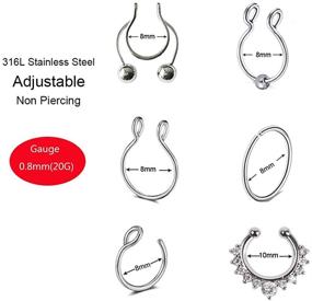 img 3 attached to Septum Rings Stainless Piercing Jewelry Women's Jewelry and Body Jewelry