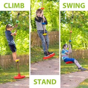 img 3 attached to 🌳 Dolowee Climbing Rope Tree Swing with Platforms and Disc Swings Seat Set - Outdoor Swingset Accessories for Kids - Playground Backyard Swing, Swing Outside Playset Toys (Green)