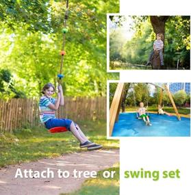 img 2 attached to 🌳 Dolowee Climbing Rope Tree Swing with Platforms and Disc Swings Seat Set - Outdoor Swingset Accessories for Kids - Playground Backyard Swing, Swing Outside Playset Toys (Green)