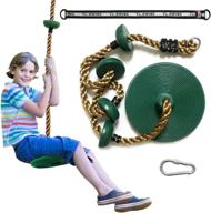 🌳 dolowee climbing rope tree swing with platforms and disc swings seat set - outdoor swingset accessories for kids - playground backyard swing, swing outside playset toys (green) логотип