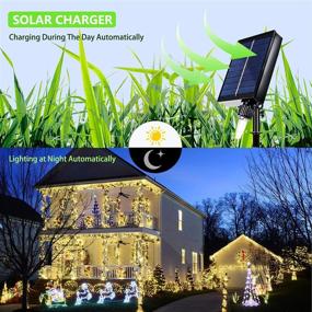 img 1 attached to 🎄 Enhanced 108FT Solar Outdoor Christmas String Lights - Ultra Bright 300 LED, Waterproof 1200mAH Solar Fairy Lights with 8 Modes & Remote Control - Perfect for Decorating Patio, Garden, and Backyard - Warm White