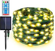 🎄 enhanced 108ft solar outdoor christmas string lights - ultra bright 300 led, waterproof 1200mah solar fairy lights with 8 modes & remote control - perfect for decorating patio, garden, and backyard - warm white logo