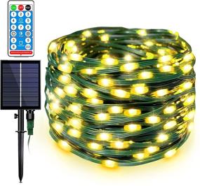 img 4 attached to 🎄 Enhanced 108FT Solar Outdoor Christmas String Lights - Ultra Bright 300 LED, Waterproof 1200mAH Solar Fairy Lights with 8 Modes & Remote Control - Perfect for Decorating Patio, Garden, and Backyard - Warm White