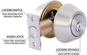 img 2 attached to 🔒 Rulart Double Keyed Deadbolt Lock - 2-Way Adjustable Cylinder | Privacy/Passage | Satin Stainless Steel