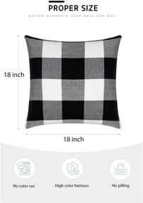 img 3 attached to 🐃 Syntus Set of 2 Buffalo Check Throw Pillow Covers: Farmhouse Outdoor Plaid Cushion Cases for Home Easter Decor - Black and White Cotton Linen, 18 x 18 inches