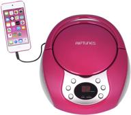 🎶 riptunes pink portable cd player with am fm radio, aux line-in - boom box for music lovers logo