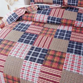 img 1 attached to Red Blue Plaid Lightweight Patchwork Bedding Quilt Twin Size – Soft, Breathable 🛏️ Summer Quilts for a Stylish Checkered Pattern Bedspread or Daybed Cover – Geometric Home Decor