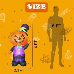 img 1 attached to 🎃 Eye-Catching 4FT Stegosaurus Halloween Blow Up Yard Decorations: Outdoor Inflatable Cute Pumpkin Man with LED Lights for Your Yard Garden Lawn