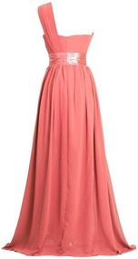 img 3 attached to 👗 HAWEE Women's One Shoulder Chiffon Long Evening Dress: Elegant Floor-Length Trailing Bridesmaid Dress