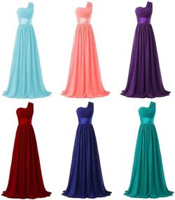 img 1 attached to 👗 HAWEE Women's One Shoulder Chiffon Long Evening Dress: Elegant Floor-Length Trailing Bridesmaid Dress