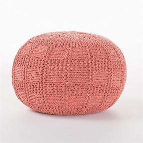 img 4 attached to Valentine Hand Knit Fabric Coral Home Decor for Poufs