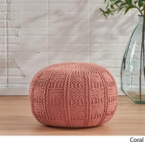 img 2 attached to Valentine Hand Knit Fabric Coral Home Decor for Poufs