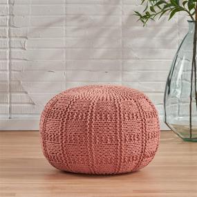 img 3 attached to Valentine Hand Knit Fabric Coral Home Decor for Poufs