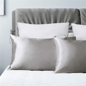 img 2 attached to 🌙 Bedsure Satin Pillowcase for Hair and Skin - Silver Grey Silk Pillowcase 2 Pack 20x30 inches - Set of 2 Satin Pillow Cases with Envelope Closure