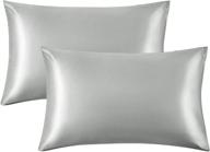 🌙 bedsure satin pillowcase for hair and skin - silver grey silk pillowcase 2 pack 20x30 inches - set of 2 satin pillow cases with envelope closure logo