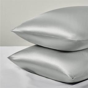 img 3 attached to 🌙 Bedsure Satin Pillowcase for Hair and Skin - Silver Grey Silk Pillowcase 2 Pack 20x30 inches - Set of 2 Satin Pillow Cases with Envelope Closure