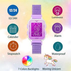 img 3 attached to 🦄 Venhoo Kids Digital Watch: Moving Unicorn Dial, Colorful LED, Outdoor Sport Strap