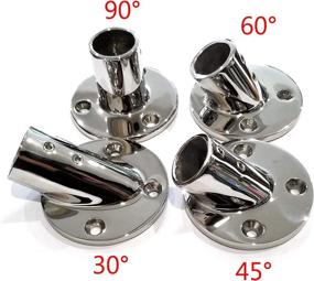img 2 attached to 🛥️ Keehui Heavy Duty 316 Stainless Steel Marine Grade Boat Hand Railing Fittings - Round 1'' Base - 30 Degree Tube Base