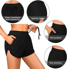 img 2 attached to 🩳 URATOT 2-Pack Cotton Yoga Shorts for Women, Perfect for Summer Running, Gym, and Sports with Waistband and Convenient Pockets