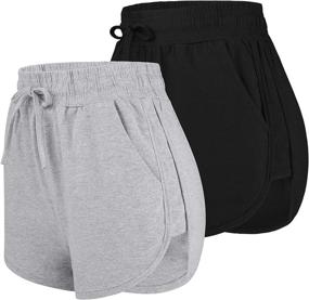 img 4 attached to 🩳 URATOT 2-Pack Cotton Yoga Shorts for Women, Perfect for Summer Running, Gym, and Sports with Waistband and Convenient Pockets