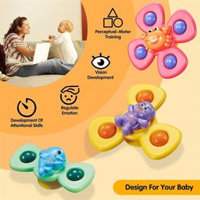 img 1 attached to 🐢 Chylldem Rattle and Spinning Top with Suction Cup - Baby Toy Set for Boys and Girls 6+ Months - Perfect Christmas Gifts (3PCS: Crab, Turtle, and Dolphin)