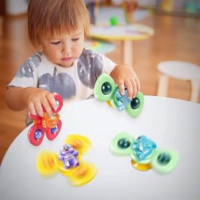 img 2 attached to 🐢 Chylldem Rattle and Spinning Top with Suction Cup - Baby Toy Set for Boys and Girls 6+ Months - Perfect Christmas Gifts (3PCS: Crab, Turtle, and Dolphin)