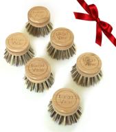 🧽 larga vitae 6-pack renewable bamboo wood dish brush heads with natural bristle palm fiber, enhanced durability, longevity, and heavy duty kitchen cleaning logo