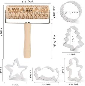 img 3 attached to Christmas Pastry Roller with Handle, Winter Theme Non-Stick Wooden Rolling Pin with Patterns & 5PCS Cookie Molds - Ideal for Christmas & Family Parties, Winter Bakery Pastry - Koogel