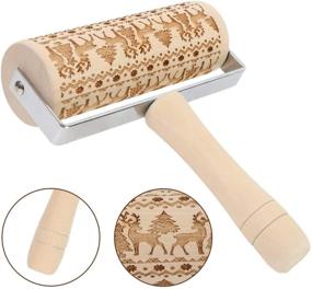 img 2 attached to Christmas Pastry Roller with Handle, Winter Theme Non-Stick Wooden Rolling Pin with Patterns & 5PCS Cookie Molds - Ideal for Christmas & Family Parties, Winter Bakery Pastry - Koogel