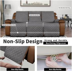 img 1 attached to 🛋️ Reversible 3-Seat Recliner Sofa Cover - Easy-Going Split Couch Cover for Each Seat - Elastic Straps, Furniture Protector for Kids, Dogs, Pets - Gray/Light Gray