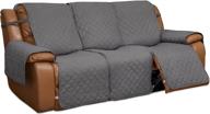 🛋️ reversible 3-seat recliner sofa cover - easy-going split couch cover for each seat - elastic straps, furniture protector for kids, dogs, pets - gray/light gray logo