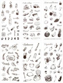 img 4 attached to 🍽️ 18 Sheets Set - Kitchenware Cooking Tools Cake Bread Food Fruit Vegetables Sticker Set for Scrapbooking, Journal, Diary, DIY Label Crafts (Food Theme)