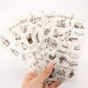 img 3 attached to 🍽️ 18 Sheets Set - Kitchenware Cooking Tools Cake Bread Food Fruit Vegetables Sticker Set for Scrapbooking, Journal, Diary, DIY Label Crafts (Food Theme)