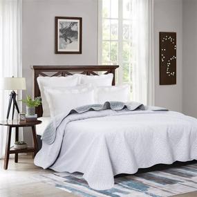 img 1 attached to AYASW Lightweight Bedspread: The Copper Pattern, Full/Queen 86x94 inch, White and Ash Grey - All-Season Coverlet
