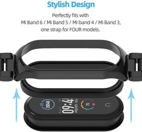 img 2 attached to 📿 Перезаписываемый браслет MIJOBS из нержавеющей стали для Xiaomi Mi Band 6/5/4/3 - металлический браслет-замена для запястья, совместимый с Mi Band 5 NFC Global Version (Черный)