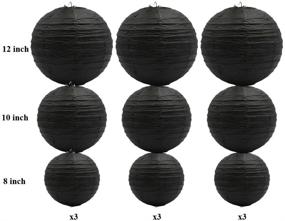 img 3 attached to 🏮 Black Round Hanging Paper Lanterns Decorations for Party, Wedding, Birthday, Baby Showers, Halloween Supplies - Pack of 9 (12", 10", 8")