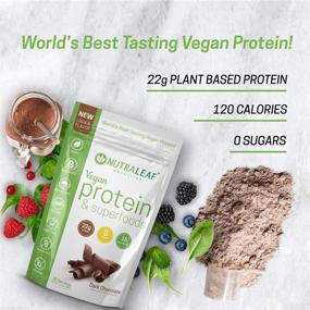 img 1 attached to 🌱 NUTRALEAF Plant Based Protein + SUPERFOODS - Dark Chocolate Vegan Protein with 15 Superfoods – Keto Friendly, Low Calorie, Non GMO, Gluten Free – No Added Sugar (20 Servings)