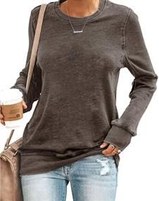 img 2 attached to 👚 Fashionable and Comfortable Women's Crewneck Sweatshirt: Short/Long Sleeve Solid Color Shirt for Casual Attire