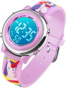 img 4 attached to ⌚ Waterproof Luminous Stopwatch Wristwatch for Girls - Electronic Timepiece