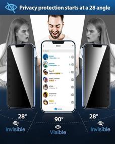 img 2 attached to 📱 [2 штуки] КУСИУ Защитная пленка для экрана iPhone 13 Pro Max 6.7 дюйма с приватностью - трехслойное закаленное стекло против шпионажа под углом 28°, устойчивое к царапинам 9H, легкая установка, без пузырей, совместимо с чехлами.