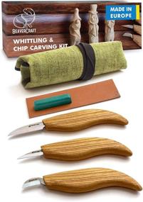 img 4 attached to 🪵 Beginner's Wood Carving Kit - BeaverCraft S15 Whittling Tools Set for Chip Carving and Whittling - Includes Whittling Knife Set and Wood Carving Wood