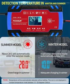 img 2 attached to Зарядное устройство для автомобильного аккумулятора FOXSUR 12V24V8A с умным ЖК-дисплеем - импульсное ремонтное зарядное устройство, умное портативное зарядное устройство для поддержания заряда аккумулятора для автомобилей, грузовиков, мотоциклов, газонокосилок, домов на колесах, внедорожников, квадроциклов, ЭТЭ.