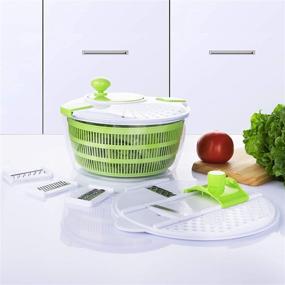 img 3 attached to 🥗 7-in-1 Kitchen Gadget Set: 4L Salad Spinner, Vegetable Dryer, Grater, Slicer