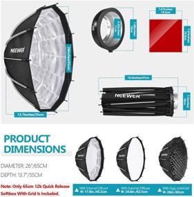 img 3 attached to 📦 Neewer 25.6"/65cm Dodecagon Softbox with 4 Color Filters, Diffusers & Grid + Carry Bag for Neewer CB60 CB100 CB150, Aputure 300D II, Godox SL-60W SL150W II & More Bowens Mount Lights