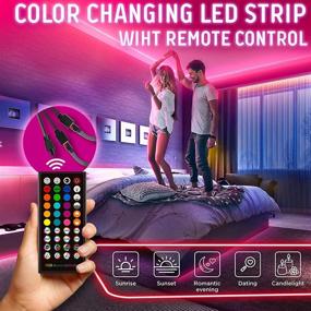 img 2 attached to 🌈 RGB 65.6ft Long Smart LED Bluetооth Music Sync Color Changing Led Strip Lights for Bedroom - Remote Control Led Tape Light Wall TV Decor Living Room Wireless Flexible Led Lights