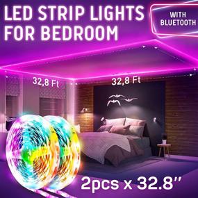 img 3 attached to 🌈 RGB 65.6ft Long Smart LED Bluetооth Music Sync Color Changing Led Strip Lights for Bedroom - Remote Control Led Tape Light Wall TV Decor Living Room Wireless Flexible Led Lights