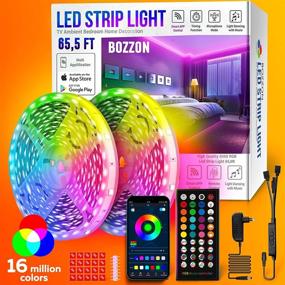 img 4 attached to 🌈 RGB 65.6ft Long Smart LED Bluetооth Music Sync Color Changing Led Strip Lights for Bedroom - Remote Control Led Tape Light Wall TV Decor Living Room Wireless Flexible Led Lights