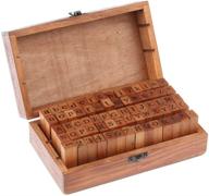 authentic vintage diy wood rubber stamps set: 70 pieces of numbers and alphabet letters with storage box logo